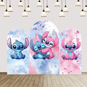 Kids Birthday Party Arch Cover Cartoon Stitch Chiara Arch Backdrop Photography Background Cover Baby Shower Arch Backdrop Decor Double sided
