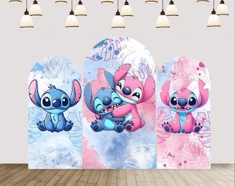 Kids Birthday Party Arch Cover Cartoon Stitch Chiara Arch Backdrop Photography Background Cover Baby Shower Arch Backdrop Decor Double sided