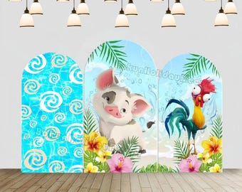 Copertura per sfondo arco di Moana: Pua Pig & Rooster, Baby Shower