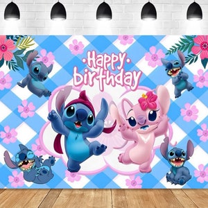 Lilo en Stitch Banner Kids Verjaardagsfeestje Fotografie Achtergrond Pasgeboren Cartoon Vinyl Afdrukken Achtergrond Foto Props