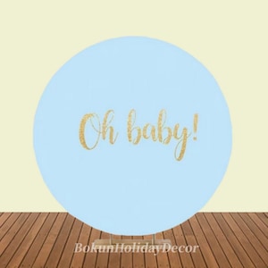 Oh Baby Fondale rotondo in tinta unita Baby Blue Bambini Neonato Compleanno Festa a tema Fotografia Sfondo Panno Baby Shower Photo Booth Decor