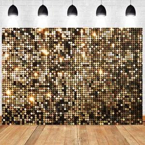 Gold Black Glitter Print Background Adults Birthday Photography Backdrops Party Banner Vinyl Backdrop Cloth Photo Studio