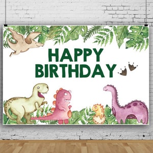 Jungle Animals Tropical Dinosaur Theme Photography Backdrop Banners Children&#39;s Birthday Party Background Vinyl Banner Cake Table Decor