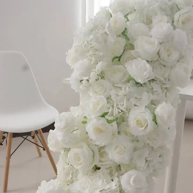 White Silk Rose Flower Row – Wedding Aisle, Table Garland - Etsy