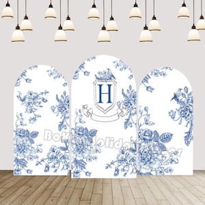Bridal Shower Arch Backdrop Cover Something Blue Before I Do Floral Background Blue Flowers Pattern Wedding Party Chiara Arch Double sided
