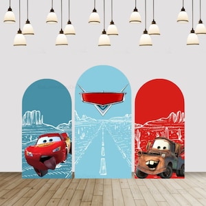 Red Blue Cars Theme Arch Backdrop Cover for Boys Birthday Photo Photography Background Cover Baby Shower Arch Cover Chiara Background