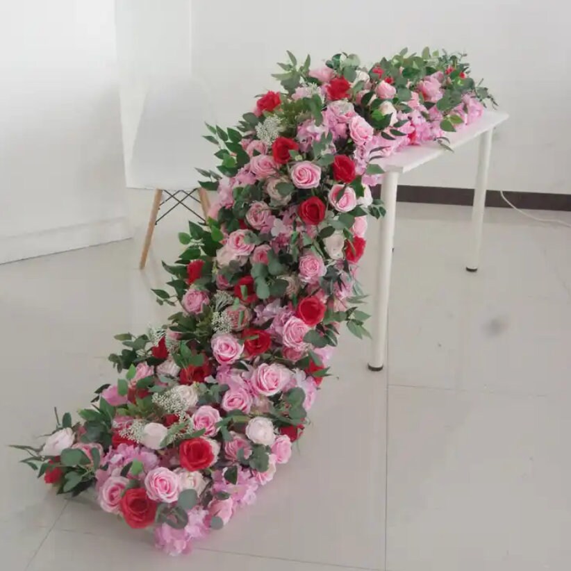White Silk Rose Flower Row – Wedding Aisle, Table Garland - Etsy