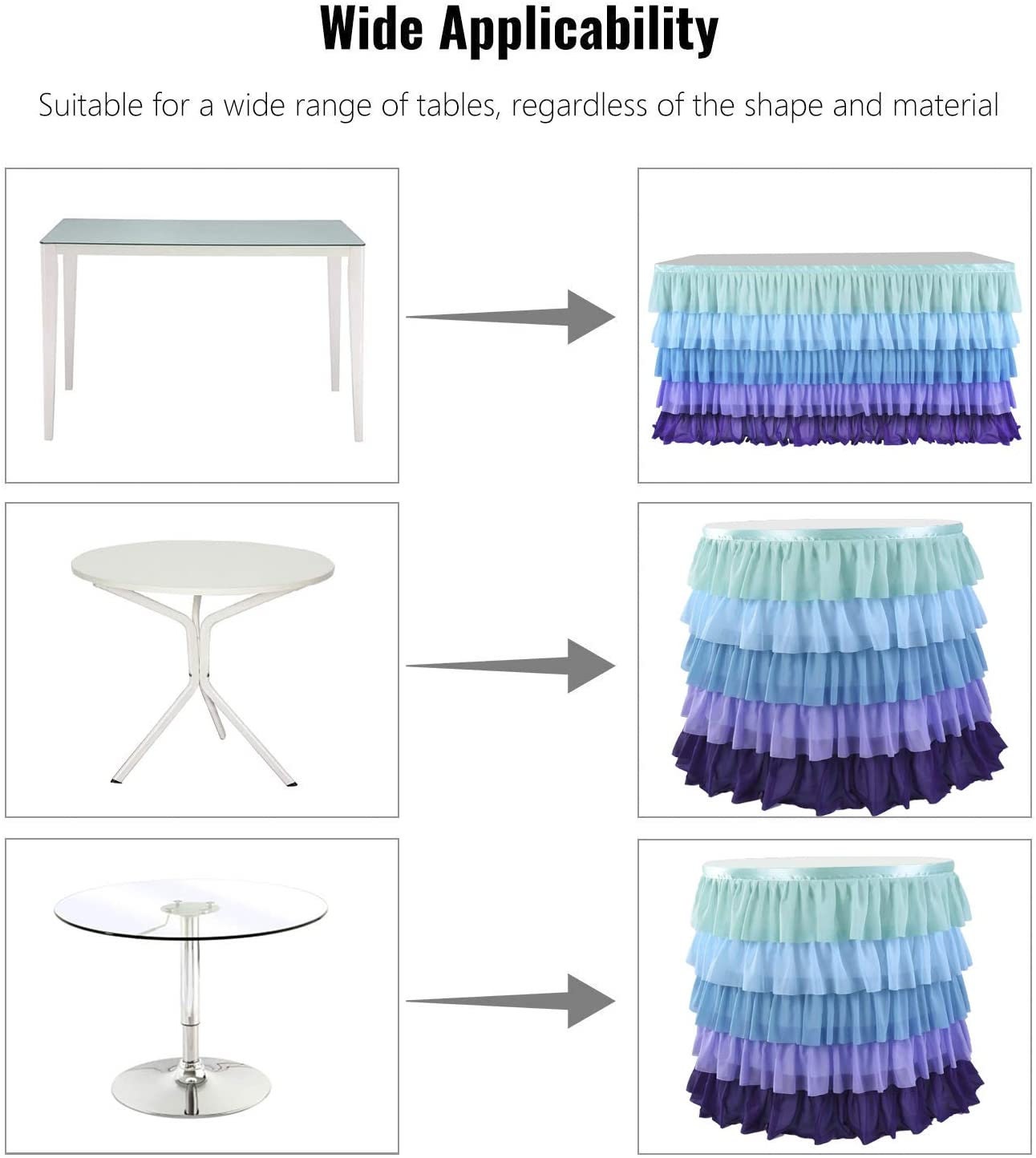 Rainbow Table Skirt 5 Tier Color Tablecloth Princess Table