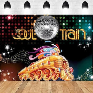 Soul Train Disco Ball Vinyl Backdrop, Music Party Photo Booth