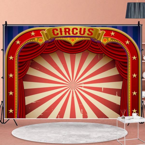 Stage Decoration Wall of Circus Show Theme Party Backdrops Circus Tent Photo Backdrop Vinyl Photography Backdrop Baby Birthday Banner
