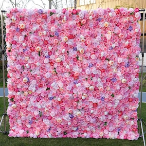 Dream Pink Lover Flower Wall 3D Artificial Flower Panel Wedding Party Holiday Wall Decor Photo Backdrop Setting Floral Wall Arrangement