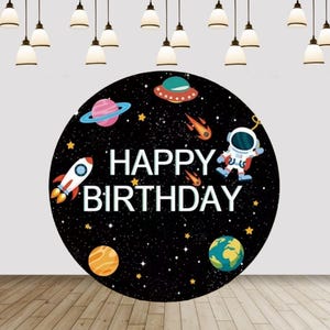 Space Birthday Party Backdrop Cover, Astronaut Planet Theme