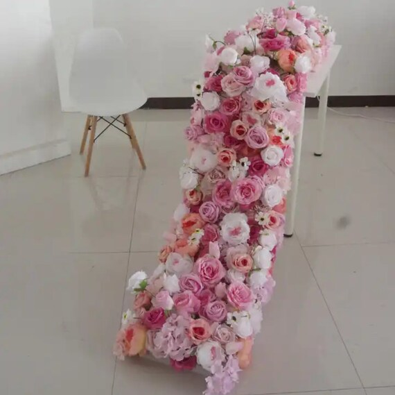 Champagne Hydrangea Rose Table Runner - Silk Wedding Flower Row - Etsy