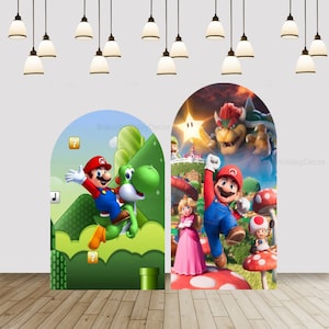 Geburtstagsparty Super Mario Bogen Backdrop für Jungen Fotografie Hintergrund Neugeborene Kinder gewölbte Wand Chiara Hintergrund Baby Shower Decor