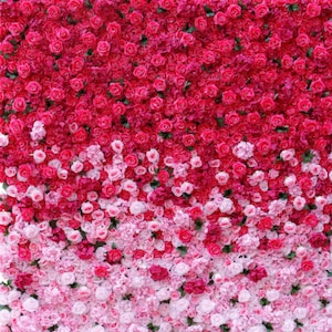Romantic Red Gradient Artificial Silk Rose Flower Panels Party Flowers Wall for Bridal Shower Backdrop Wedding Flowers Wall 60x40cm
