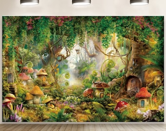 202 Easter Photography Backdrop Enchanted Forest Fairy Spring Gard Mushroom Background Child Party Rations