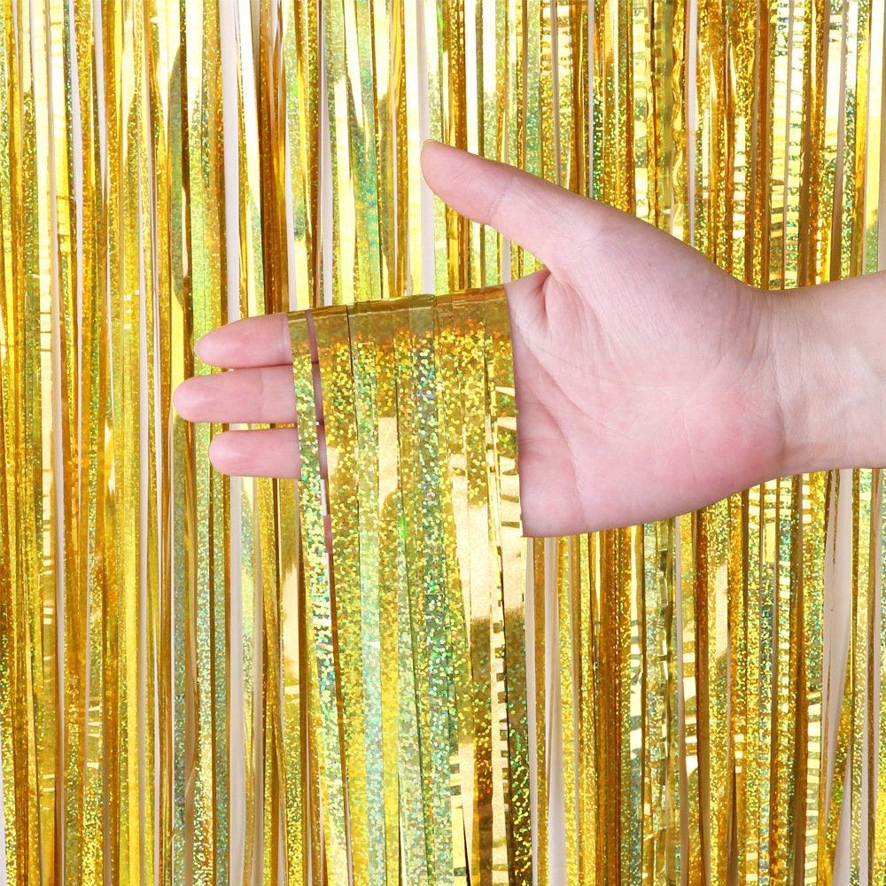 Lametta Vorhang Schwarz Glitzer Vorhang Geburtstag Torytoe , 5 Stück Metallische Glitzervorhang Geburtstag 1x2M Folie Vorhang Glitzer Tinsel Curtains Folienfransen Hintergrund Lametta Glitzervorhang Lametta