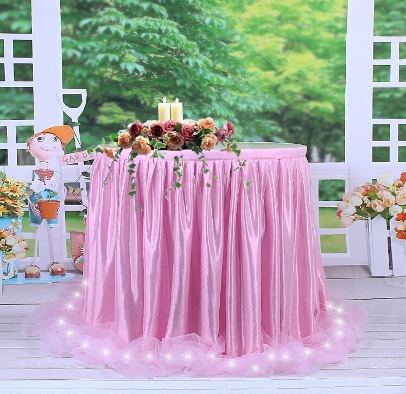 Pink Ruffle Tablecloth Pink Tulle Table Skirt: Ruffle Tablecloth for Party, Wedding, Shower - Etsy