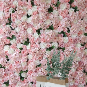 Pink Flower Wall 3D Artificial Flower Panel Home Shop Party Holiday Wall Decor Photography Background Backdrop Setting Floral Wall