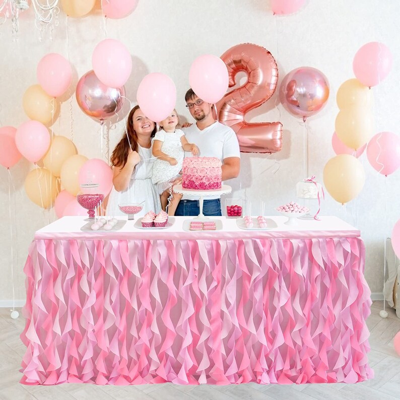 Pink Mermaid Curly Willow Table Skirting Ruffle Table Skirt Etsy