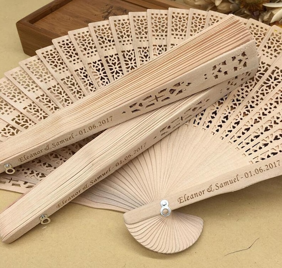 grr Abanico de mano de madera para recuerdos de boda para invitados,  ventilador de mano plegable de madera grabado personalizado, abanicos