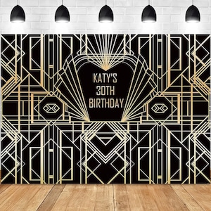 30th Birthday Party Photography Backdrops Black Golden Great Gatsby Theme Background Banner Vinyl Printing Backdrop Decor Anniversary Poster