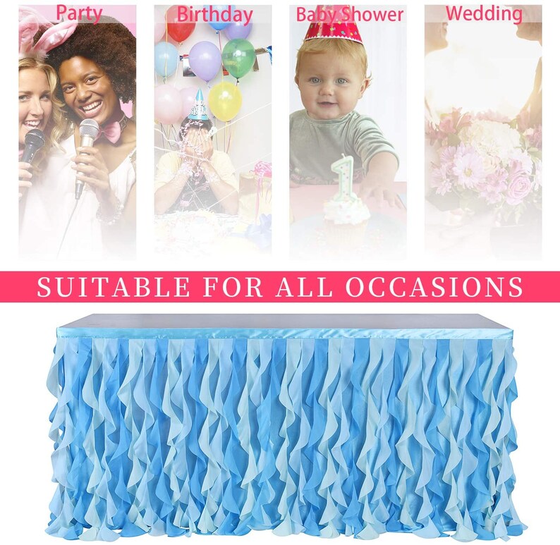 Mermaid Curly Willow Table Skirting Blue Ruffle Table Skirt Etsy
