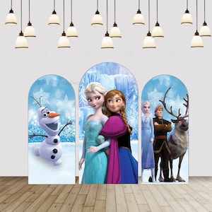 Cartoon Bogen Abdeckung Kulissen für Mädchen Frozen Elsa Prinzessin Fotografie Hintergrund Baby Shower Kinder Geburtstag Gewölbte Wand Chiara Hintergrund