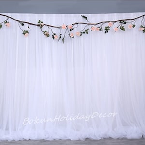 White Tulle Wedding Party Ceremony Backdrop Newborn Baby Shower Backdrop Photo Booth Background Photography Backdrop Curtains