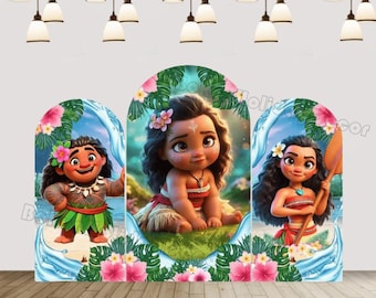 Sfondo per arco per il primo compleanno di Oceania, fiori estivi dell'oceano