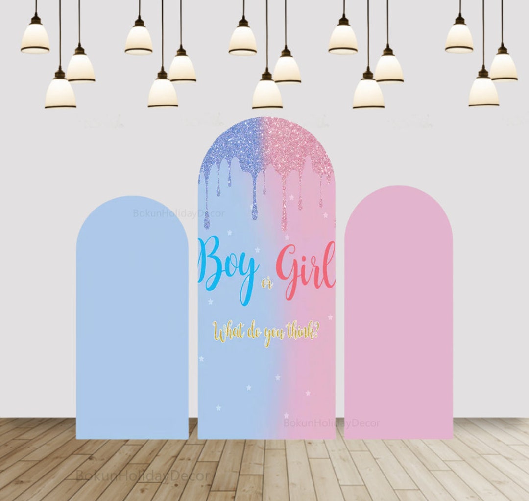 Gold Oh Baby Boho Floral Gender Reveal Arch Backdrop Kit