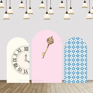 Personalized Birthday Party Arch Backdrop Cover Alice in Wonderland Photography Background Newborn Girls Arched Wall Chiara Background