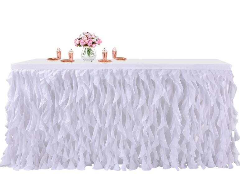 Wish Care 17ft White SatinTable Skirt For Rectangle Tables Wrinkle Free - View #7