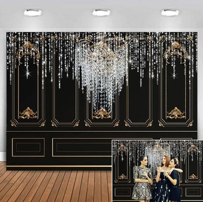 Gatsby Photography Backdrop: Vintage Hotel, Crystal Lights - Etsy