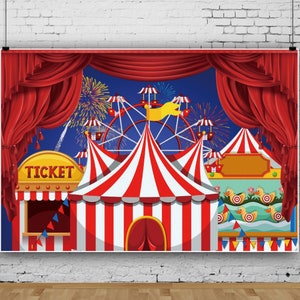 Circus Show Stage Photography Backdrop Decor Vinyl Red Tent Birthday Backdrop Banner Theme Party Background Cloth