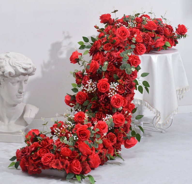 White Silk Rose Flower Row, Wedding Table Runner Centerpiece - Etsy