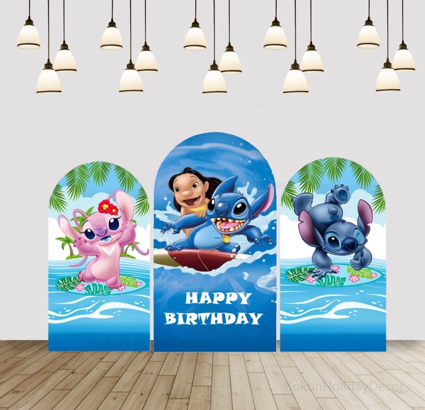 Kids Birthday Cartoon Arch Cover Lilo & Stitch Chiara Arch Backdrop Summer Theme Party Photography Background Cover Baby Shower Decor