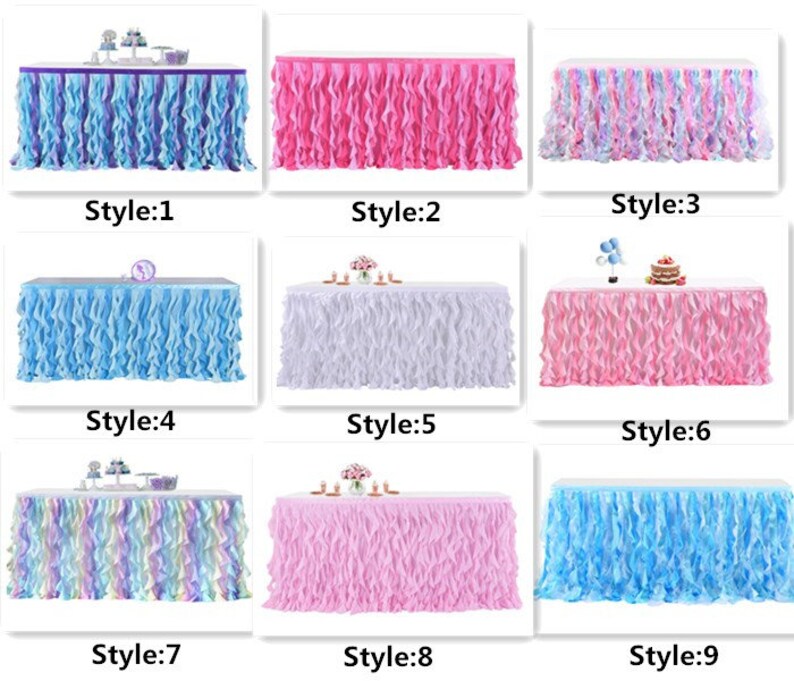 Pink Mermaid Curly Willow Table Skirting Ruffle Table Skirt Etsy