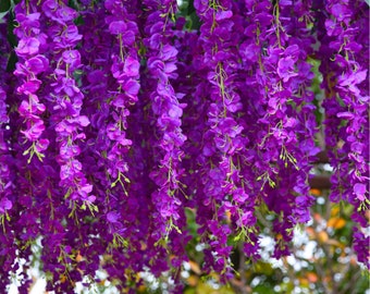 12 stks Kunstmatige Dikke Wisteria Bloemen Bloem Cascades Bruiloft Boog Decor Bossige Zijde Wisteria Garland Wijnstok Ratta Opknoping Bloem String