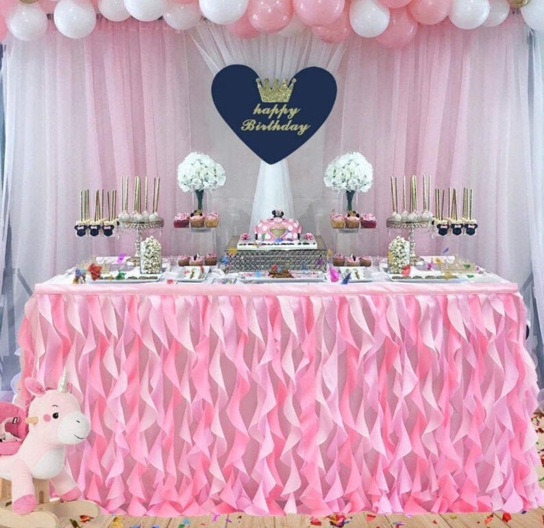 Pink Mermaid Curly Willow Table Skirting Ruffle Table Skirt Etsy