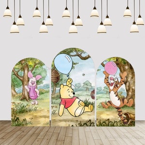 Dibujos animados oso animal arco telón de fondo cubierta recién nacido pared arqueada Chiara fondo bebé 1er cumpleaños decoración Winnie the pooh arco telón de fondo cubierta