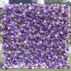 Dream Purple Artificial Flower Panels Purple Rose Hydrangea Party photoground Wall Bridal Shower Backdrop Wedding Shop Decor 3D Flower Wall