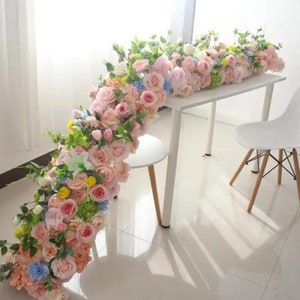 Baby Shower Reception Table Runner Wedding Road Cited Flower White Silk ...