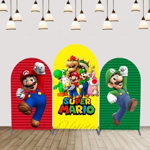 Mario Bros Photography Background Ragazzi Compleanno Festa Arco Sfondo Copertura Neonato Arco Muro Chiara Sfondo Baby Shower Decor