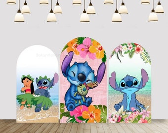 Lilo & Stitch Birthday Arch Backdrop Cover, Kids Party Decor