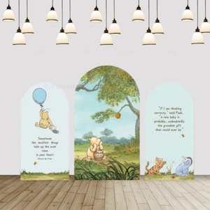 Winnie the Pooh Backdrop Cover, Forest Baby Shower Arch (Double Sided)