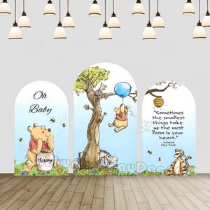 Copertura per sfondo ad arco Winnie the Pooh: decorazione per baby shower a tema orso della foresta