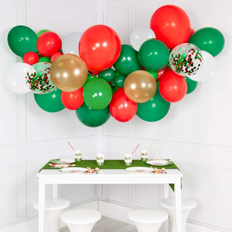 Merry Christmas Balloon Garland Kit Diy Christmas Theme Party Etsy