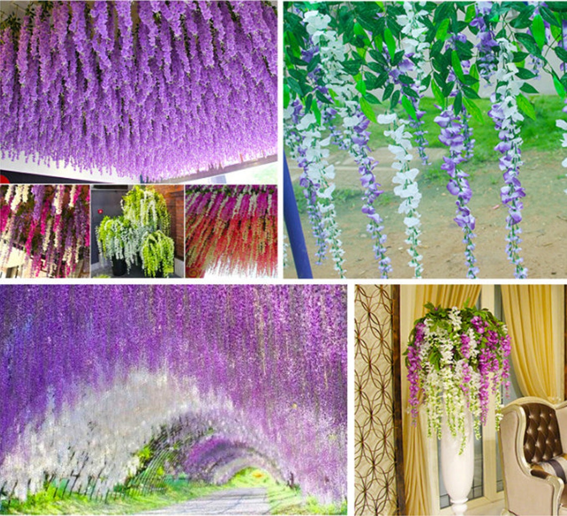 12pcs Artificial Wisteria Flowers Bushy Silk Artificial Etsy