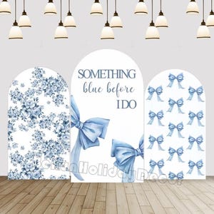 Something Blue Before I Do Bow Arch Cover Backdrop Bridal Shower Blue Floral Wedding Decor Baby Shower Chiara Arch Wall Cover Double sided